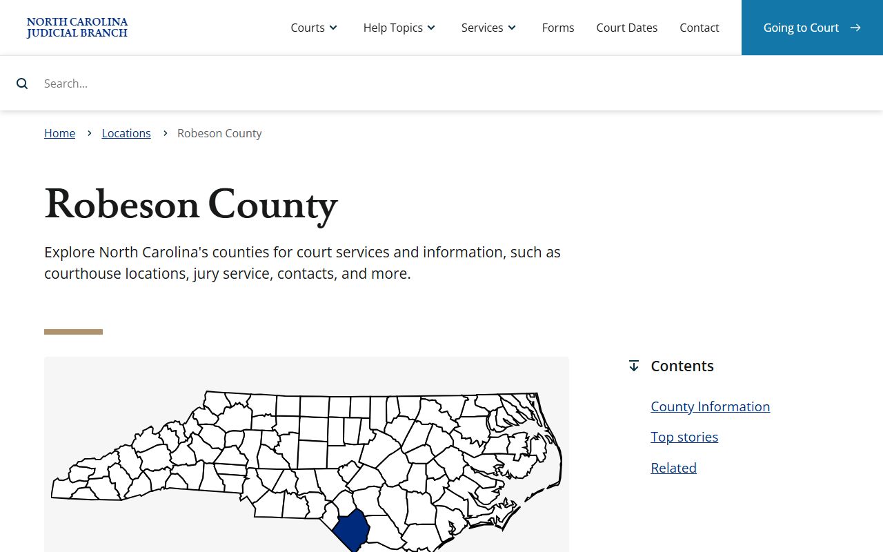 Robeson County court records after jail arrest Judicial Branch page